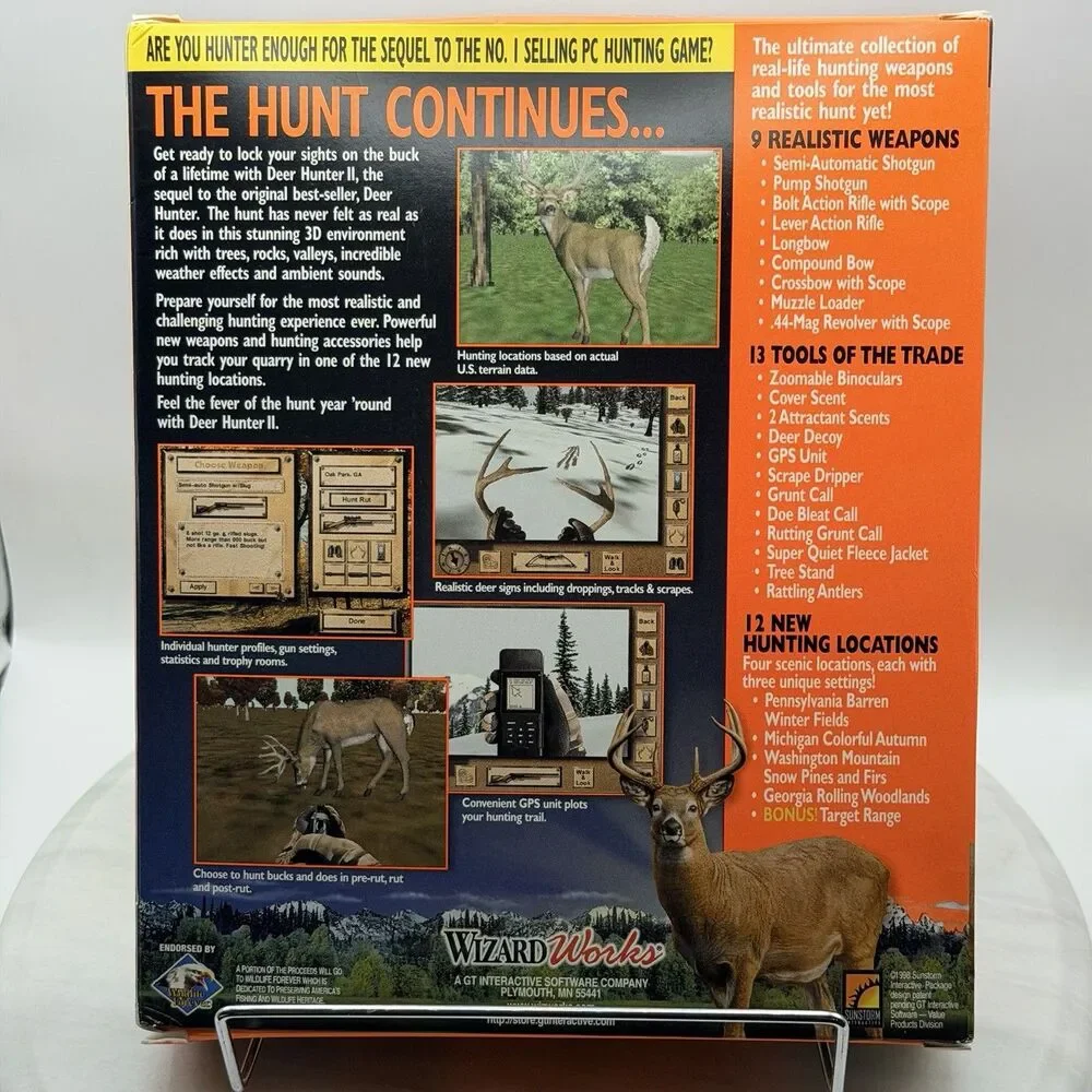 Deer Hunter II PC CD-ROM 1998 Big Box Windows 95 98 Complete Untested Game